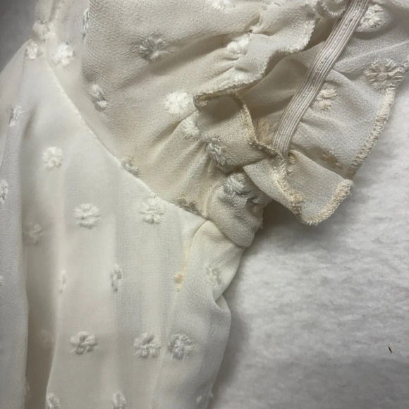 Princess Polly Mikail White Swiss Dot Puff Sleeve Sweetheart Neckline Mini Dress - Picture 7 of 12